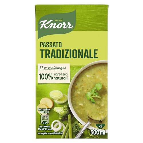 Knorr Passato Di Verdure Tradizionale, Minestrone Con 10 Verdure, 100% Ingredienti Naturali, Ricco Di Fibre E Fonte Di Proteine, Senza Conservanti Agg