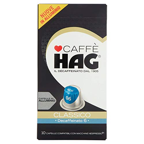 Hag - Capsule Caffè Decaffeinato Espresso Classico - 10 Capsule In Alluminio - Intensità 6 - Compatibili Con Macchine Nespresso (Totale 10 Capsule)