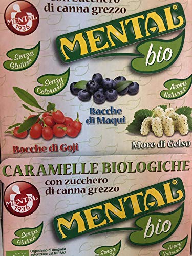 Espositore Mental Caramelle Biologiche Con Zucchero Di Canna Grezzo 3 Gusti