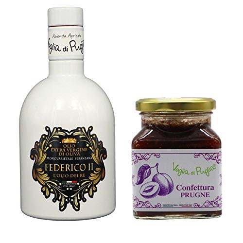 Marmellata Di Prugne 340 Gr Evo Italiano Estratto A Freddo Monovarietale Peranzana Bottiglia 500 Ml