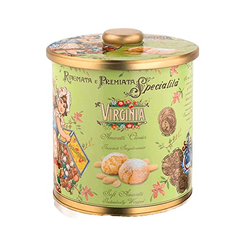 Amaretti Classici Virginia 220G Pasticcini Biscotti Incartati Singolarmente In Confezione Di Latta