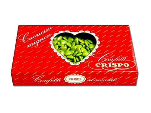Confetti Crispo Cuoricini Mignon Verdi Al Cioccolato Fondente