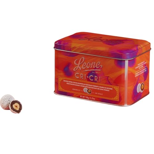 Pastiglie Leone – Cioccolato Cri Cri – Cioccolatino Alla Nocciola - Con Granelli Di Zucchero - Senza Glutine – Latta - 130 Gr