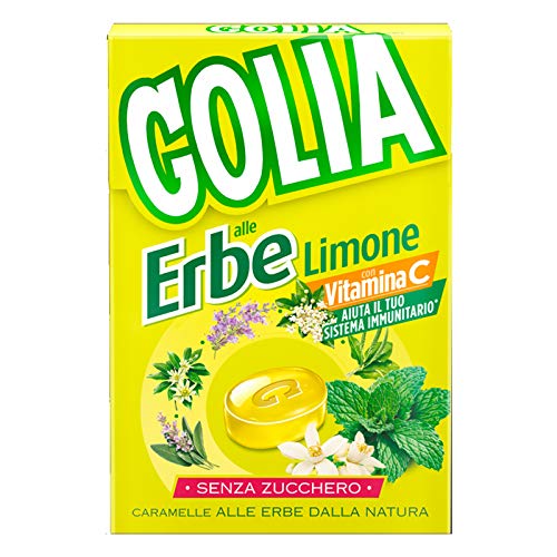 10 Astucci 46Gr Caramelle Golia Erbe E Limone Senza Zucchero Gola Vitamina C