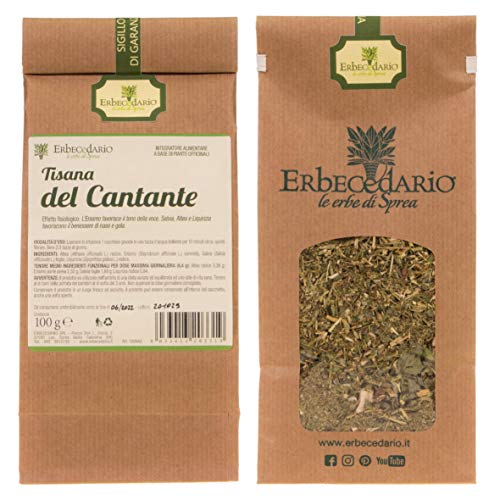 Erbecedario - Tisana Del Cantante Con Erisimo Altea Salvia E Liquirizia, Infuso Utile Per Il Benessere Della Gola E Del Cavo Orale, Tisana Fredda Favo
