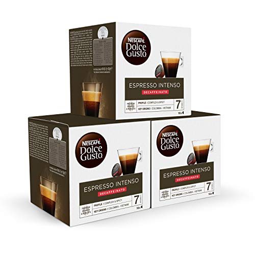 Caffè Espresso Intenso Decaffeinato Nescafé Dolce Gusto, Confezione Da 3 X 16 Capsule - Totale: 48 Capsule Caffè