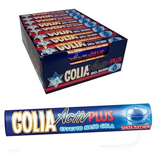 12 X Caramelle Balsamiche Golia Active Plus Pacchetto Da 34 Gr Menta Gola