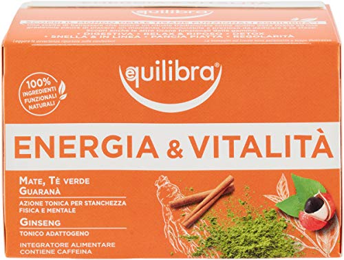 Equilibra Integratori Alimentari Tisane, Tisana Energia E Vitalità, 100% Ingredienti Funzionali Contro Stanchezza Fisica E Mentale, Con Mate, Tè Verde