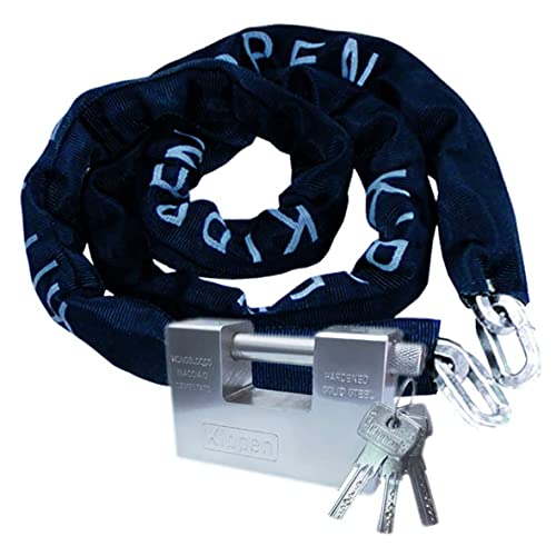 Kippen 2016B - Kit Sicurezza Per Auto, Moto E Scooter, Composto Da: Catena Antifurto Misura 10X1200 Mm + Lucchetto Cementato Antiscasso 90 Mm.