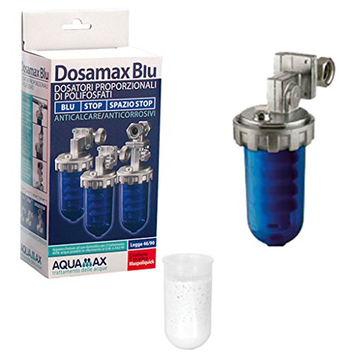 Dosatore Filtro Anticalcare Aquamax Con Polifosfati Dosamax Blu Stop