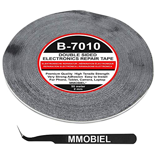 Mmobiel 5X 2 Mm Nastro Bi-Adesivo Rotolo Lungo 50 M (Nero) Per Riparazione Smartphone Tablet