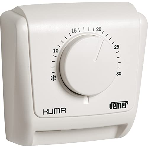 Vemer Ve018800 Termostato Meccanico Klima 2 A Espansione Di Gas Da Parete, Bianco