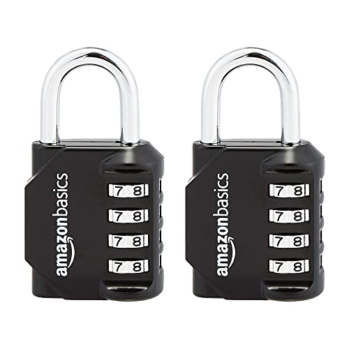 Amazon Basics - 2 Unità Lucchetto, Combinazione, Nero, Ab-Pl111