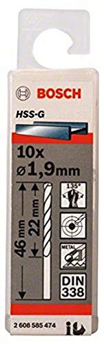 Bosch Professional 10X Hss-G Punta Per Metallo (Ø 1.9 Mm, Robust Line, Accessori Per Trapani)