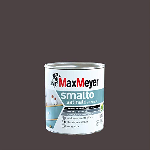 Maxmeyer Smalto All'Acqua Poliuretanico Satinato Marrone 0,75 L
