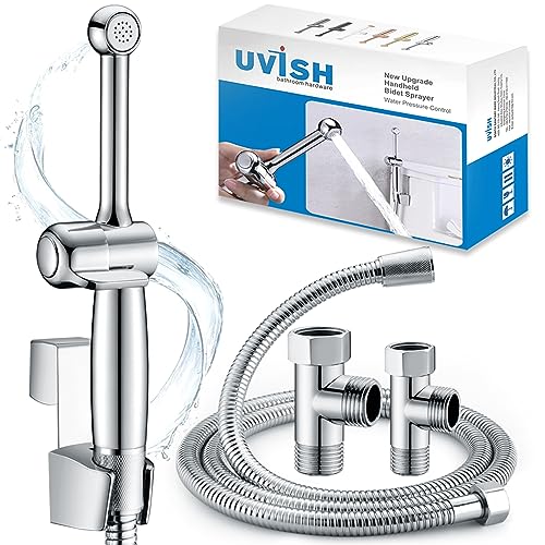Uvish - Spruzzatore Per Bidet Per Wc, In Ottone, Attacco Bidet Uvish Con Tubo Per Igiene, Doccia Musulmana Shattaf Con Pressione Regolabile G1/2" E G3