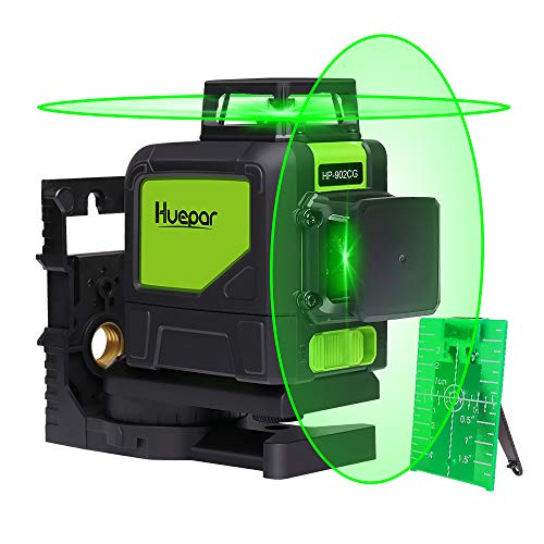 Huepar 902Cg Livella Laser 2X 360 Verde 40M 8 Linee, Modalità Impulso, Livella Laser Autolivellante A Croce, Orizzontale/Verticale A 360 Gradi, Funzio