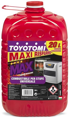 Toyotomi Max20L Super Puro, Combustibile Compatibile Con Tutte Le Stufe Elettriche O Meccaniche, Eccellenza Giapponese, Maxi Risparmio 20 Litri