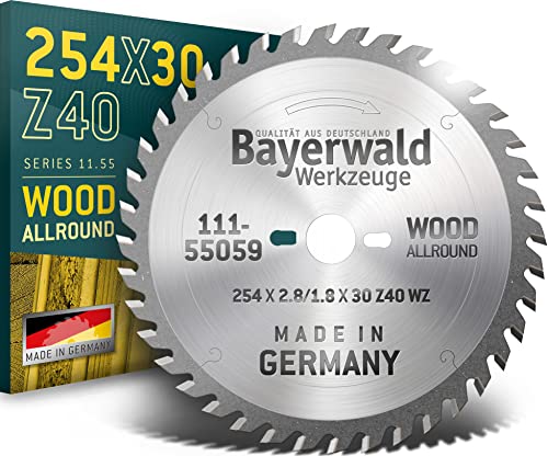 Bayerwald - Lame Da Banco Hm - Ø 254 Mm X 2,8 Mm X 30 Mm | Dente Alternativo | Fori Per Viti Combinati Per Bosch Gts 10 E Pts 10 (40 Denti)