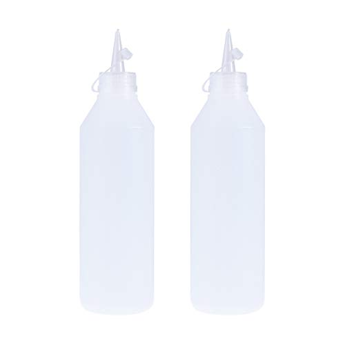 Yardwe Bottiglie Di Compressione Plastica 2Pcs 500Ml Con Tappi A Prova Di Perdite Dispenser Ideale Per Colla Liquida (Bianco)