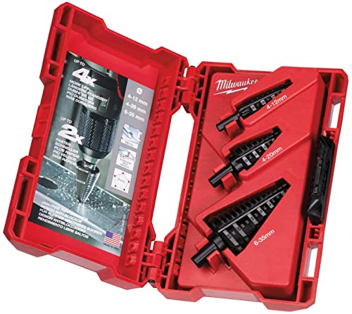 Broca Escalonada Kit De 3 Unidades 4 A 12Mm - Paso De 1Mm 4 A 20Mm - Paso De 2Mm 6 A 35Mm - Paso De 2 Y 3Mm - 3Pc Set 4 To 12Mm 1Mm Steps 4 To 20Mm 2M