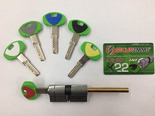 Cilindro Securemme Di Alta Sicurezza Evok22 Qcs Mm. 30-30 Predisposto Per Il Pomolo Resistente Al Bumping Europeo 1 Chiave Da Cantiere 5 Chiavi A Dupl
