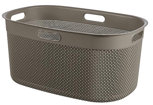 Keter Curver Filo Cesta Portabiancheria Da Bagno, Cappuccino, Capacità Di 45 Litri, 100% Riciclato, 45X35X61H