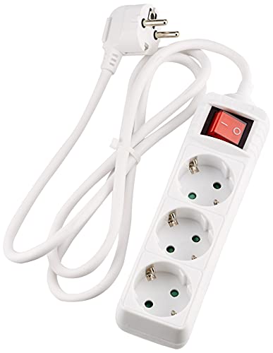 Kopp Ciabatta Elettrica A 3 Scomparti Con Interruttore, Con Prese Rotte Di 45°, Con Maggiore Protezione Da Contatto, Con Cavo Di Alimentazione Da 1,4