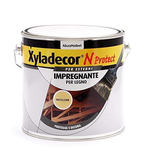 Xyladecor N Protect Fondo Impregnante Per Legno Esterno A Base Solvente, Protettivo E Decorativo, Pronto Uso, Trasparente Incolore 2,5L