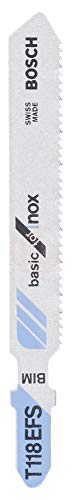 Bosch Lames De Scie Sauteuse Basic For Inox T118Efs - 83 Mm - Lot De 5