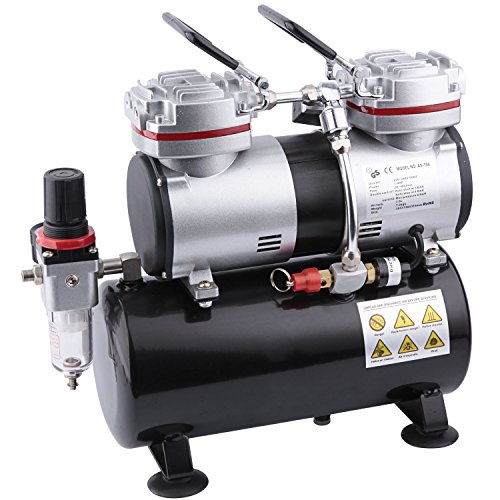 Original Fengda Fd-196 - Professionale Compressore Aerografo Per Modellismo Con Cassa D’Aria / Pressostato / 3,5L / 6 Bar / Auto Arresto