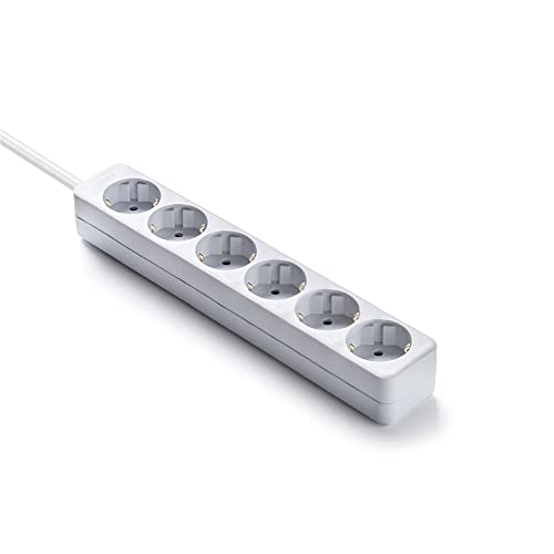 Famatel – Multipresa Ecosockets 6 Prese | 1,5 Metri | Fino A 3680 W | Protezione Dei Bambini | Orientamento Prese A 45 ° | Evita I Consumi Fantasma |