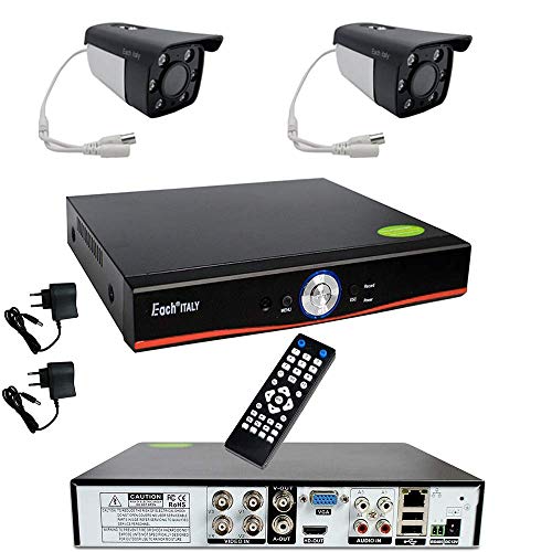 Kit Videosorveglianza Esterno, Sistema Di Sorveglianza Cloud Dvr Ahd 4 Canali + 2X Telecamere Ahd + 1X Hdd 500Gb, Registrazione 24/7, H264, Accesso Da