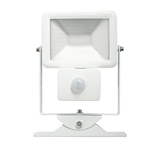 Electraline 63510 Proiettore Faretto Slim Da Esterno, Ip44 A Led Con Sensore Di Movimento, 10W, Bianco