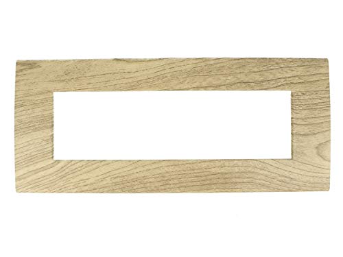 Sandasdon Placca Confort 7M Con 7 Posti Moduli Per Scatola 506 507 Compatibile Con Vimar Arkè (Legno Chiaro)