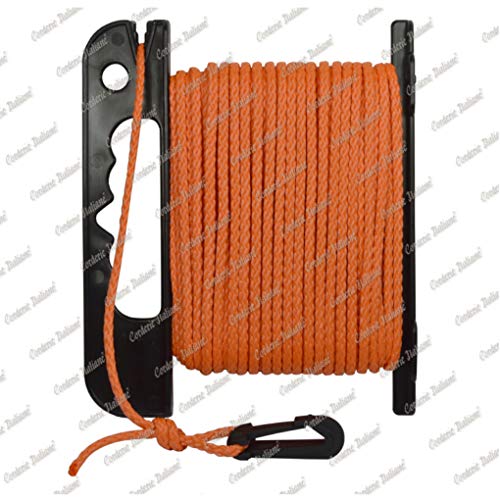 Corderie Italiane 006043645 Treccia Boa Sub Galleggiante, 4 Mm - 25 Mt, Arancio, Con Avvolgitore