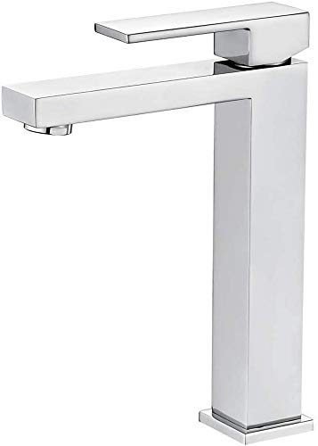 Ibergrif M11105 Atenas, Miscelatore Lavabo Alto, Rubinetto Monocomando Per Bagno, Cromo, Argento