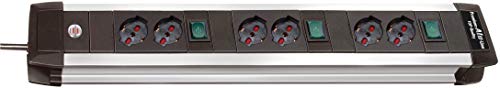 Brennenstuhl Ciabatta Multipresa Elettrica Premium-Alu-Line Technik, Design Robusto In Alluminio Con 6 Prese Commutabili, Ciabatta Salvaspazio Per Cas