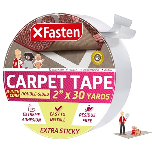 Xfasten - Nastro Biadesivo Super Forte, Extra Adesivo, 2 Cm X 30 M, Resistente Su Entrambi I Lati, Ideale Per Le Case Con Traffico Alto E Animali Dome