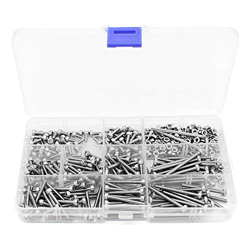 Yuhtech 440 Pcs M3 Viti A Testa Esagonale Con Esagono Incassato In Acciaio Inox Viti A Esagono Incassato Parti Meccaniche Con Testa A Bullone E Dadi,