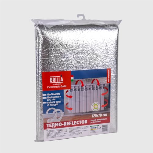 La Briantina Pannello Termoriflettente Con Ganci Per Caloriferi, Polietilene E Alluminio, 120X70 Cm Spessore 3 Mm