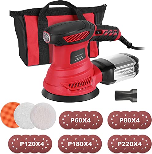 Levigatrice Orbitale 300W, Levigatrice Orbitale Da 2,5 A Con 6 Velocità Variabili, 13000 Rpm, 20 Dischi Abrasivi, 3 Tamponi Per Lucidatura, Borsa Degl