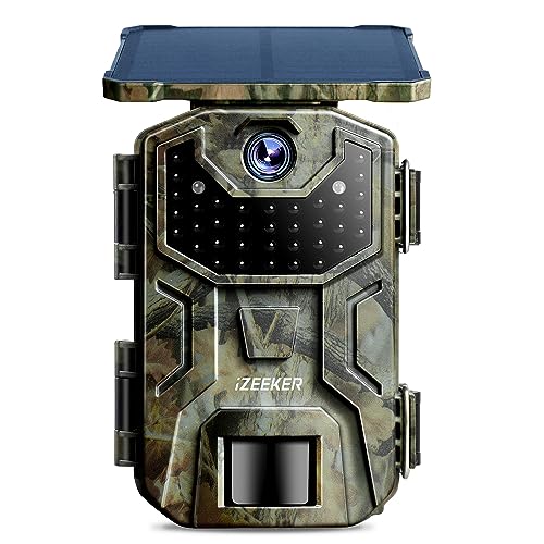 Izeeker Fototrappola Solare 2,7K/1520P 30Fps 36Mp, Fototrappola Infrarossi Invisibili Con Led 940Nm, Fototrappole Notturna Impermeabile Ip66 Per La So