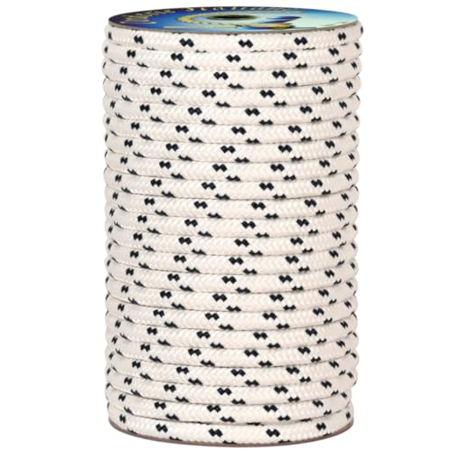 Corderie Italiane 006000747 Treccia Nautica, 10 Mm, 50 Mt, Colore Bianco Con Segnalino Blu