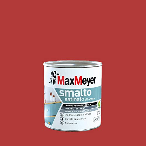 Maxmeyer Smalto All'Acqua Poliuretanico Satinato Rosso Ciliegia 0,75 L