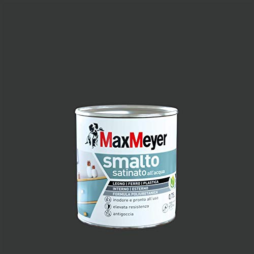 Maxmeyer Smalto All'Acqua Poliuretanico Satinato Nero 0,75 L
