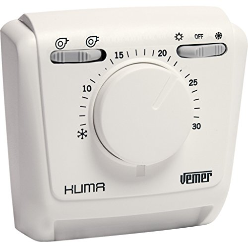 Vemer Ve024600 Klima 2V - Termostato Meccanico A Membrana A Gas Per Ventilconvettori (Fan-Coil), Funzione Riscaldamento/Condizionamento, Selettore 2 V
