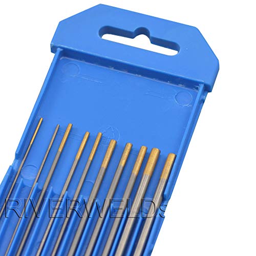 Riverweld1,5% Lantanated Wl15 Gold Tig Tungsten Elettrodo Assortito Dimensione 1,0 Mm 1,6 Mm 2,4 Mm 3,2 Mm X 150 Mm 10Pcs