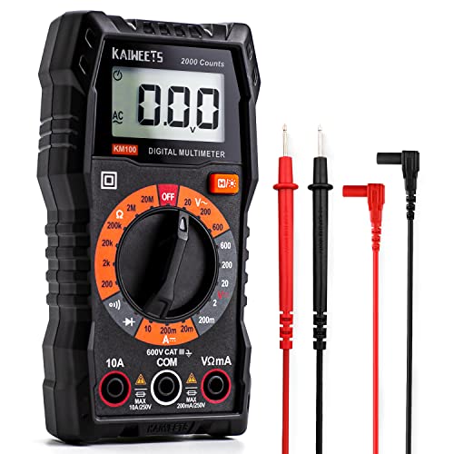 Multimetro Digitale Kaiweets Tester Portatile Mini Trms 2000 Conta Tensione Ca Cc/Corrente Cc/Resistenza/Continuità/Diodi, Doppio Isolamento