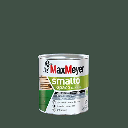 Maxmeyer Smalto All'Acqua Poliuretanico Opaco Verde Scuro 0,75 L